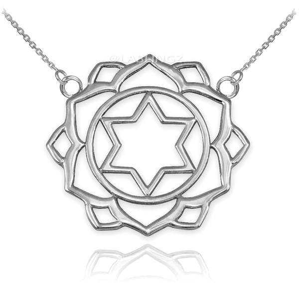 14K White Gold Anahata Love Chakra Yoga Necklace