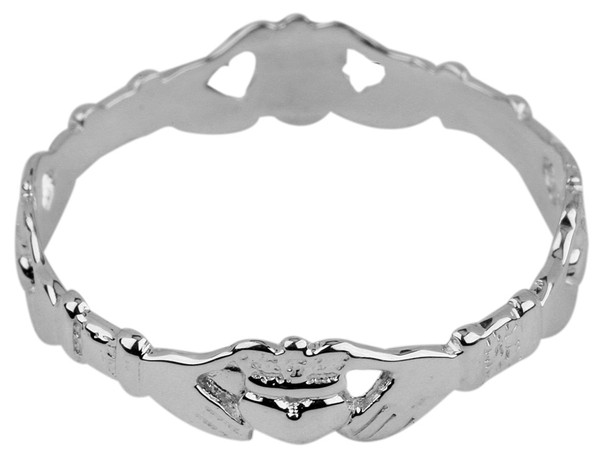 White Gold Claddagh Eternity Ladies Ring
