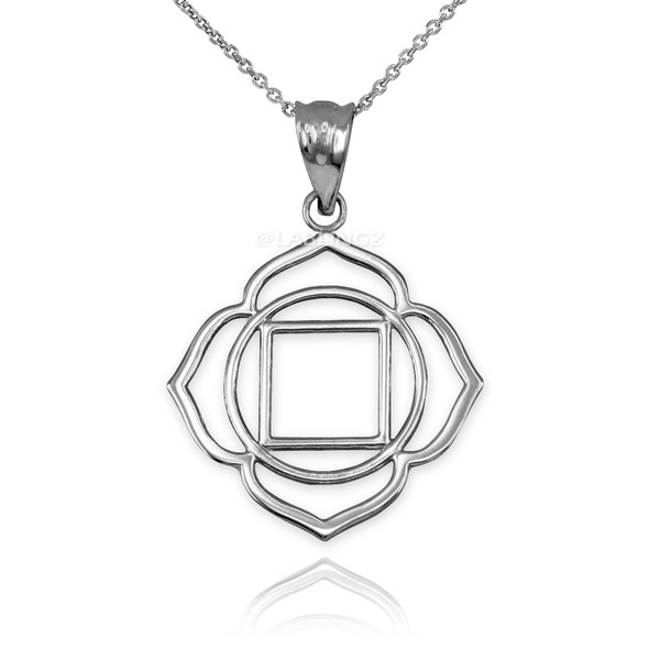 White Gold Muladhara Chakra Yoga Pendant Necklace