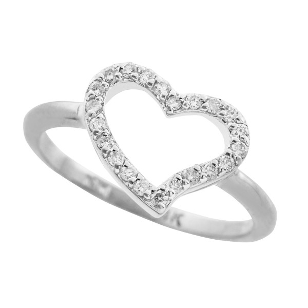 White Gold CZ Heart Ring