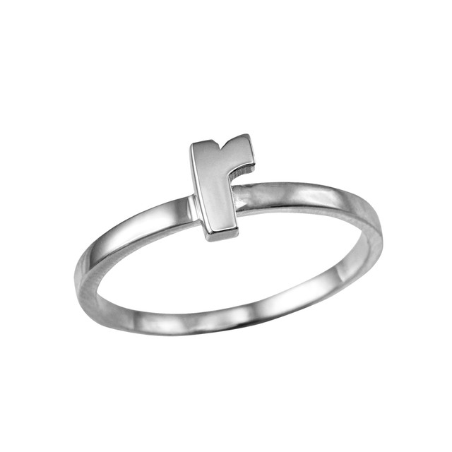 Sterling Silver Initial Letter R Stackable Ring