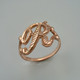 Rose Gold Sparkle-Cut Letter Initial Script Ring