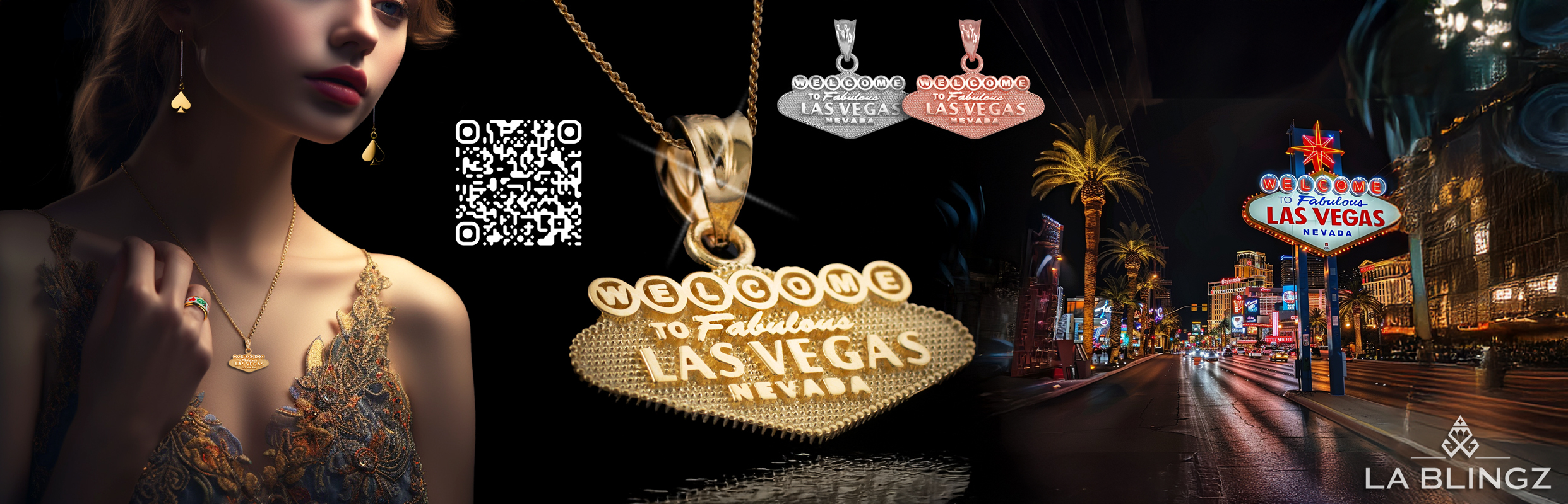 WELCOME TO FABULOUS LAS VEGAS Gold  Pendant Necklace