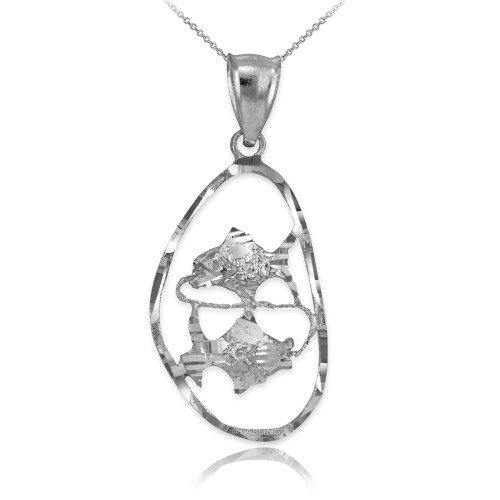 Sterling Silver Pisces Zodiac Sign DC Pendant Necklace