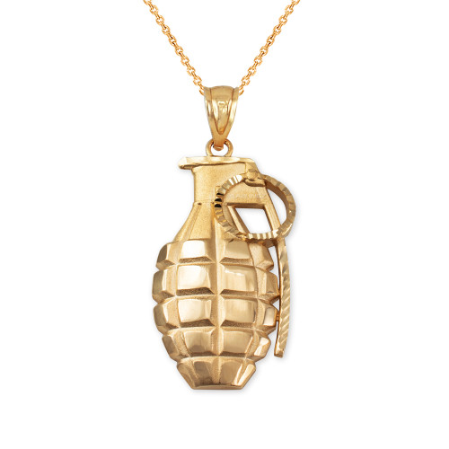 Yellow Gold Grenade Satin DC Pendant Necklace