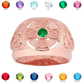 Rose Gold Celtic Birthstone Ring