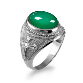 Silver Green Onyx Ring