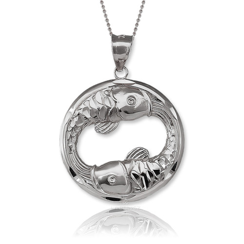 Sterling Silver Pisces Zodiac Jewelry - Fish Horoscope Pendant Necklace
