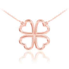 Four-leaf clover necklace in 14k rose gold.