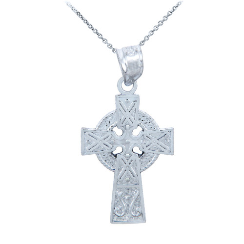 925 Sterling Silver Celtic Charm Gaelic Cross Pendant Necklace