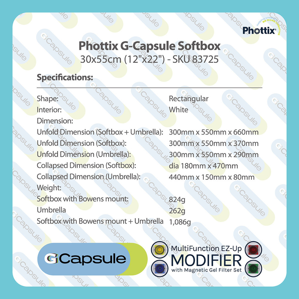 Phottix Phottix G-Capsule Softbox 30x55cm (12"x22")