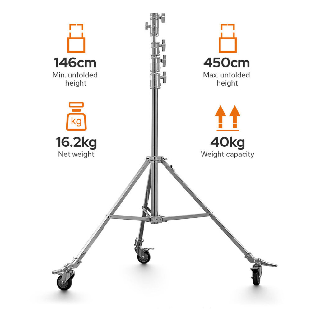 Godox Heavy-Duty Steel Roller Stand (Large, 14.8')