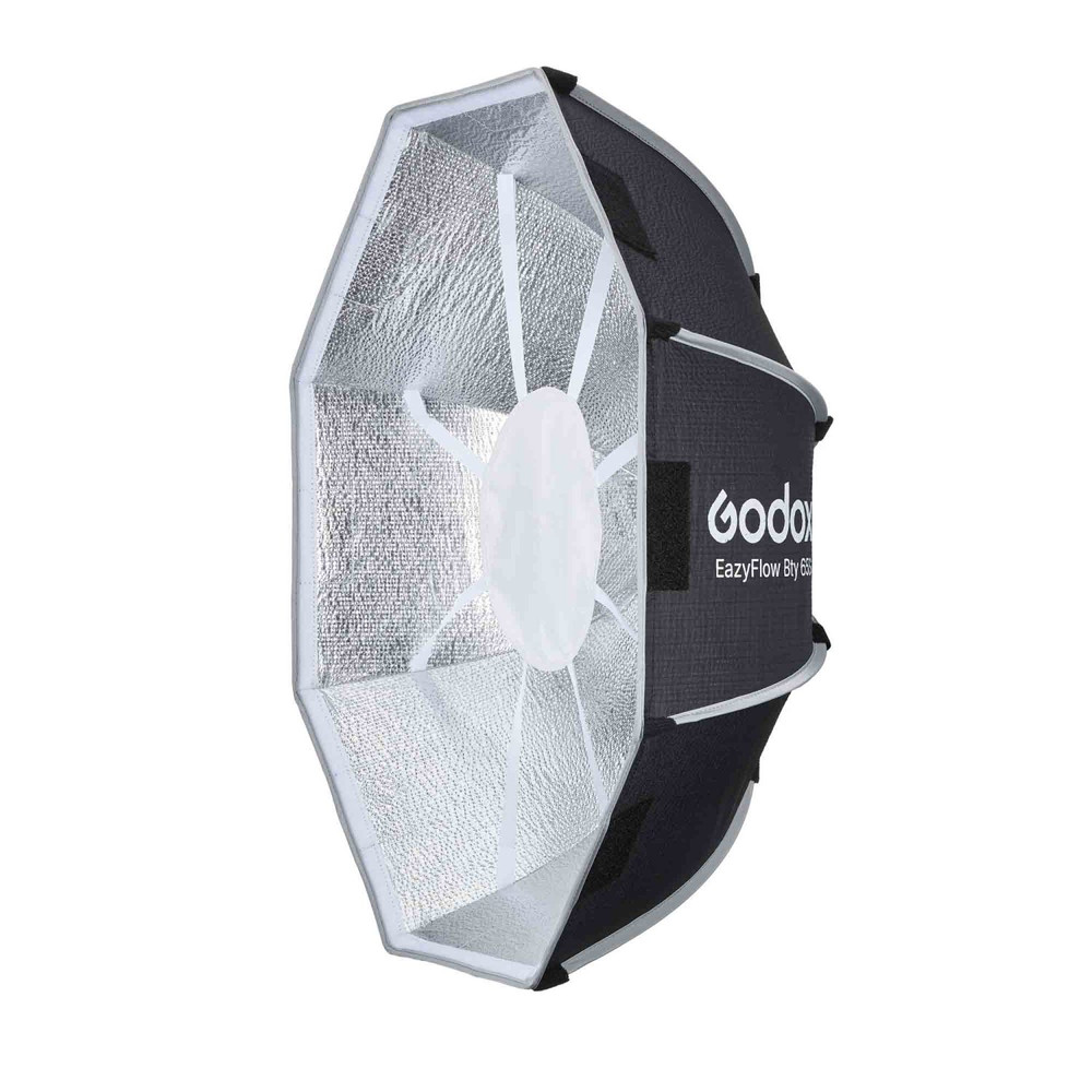 Godox EazyFlow Quick Setup Octa Beauty Dish Softbox with Bowens Mount (65 cm, Inner Silver)