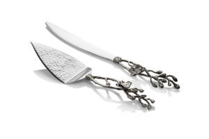 White Orchid Wedding Cake Knife & Server Set