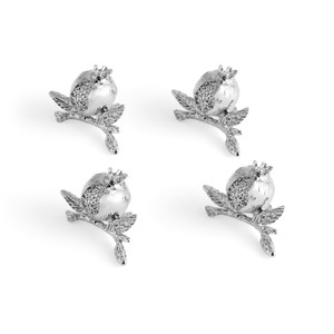 Pomegranate Placecard Holder Set - Silver