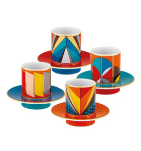 FUTURISMO SET 4 COFFEE CUPS & SAUCERS