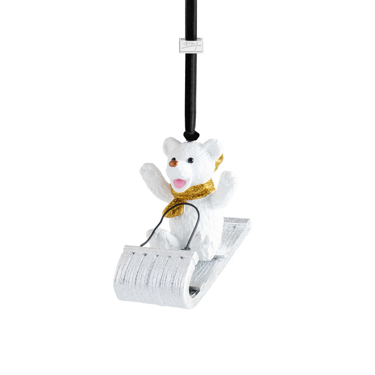 SLEDDING TEDDY ORNAMENT
