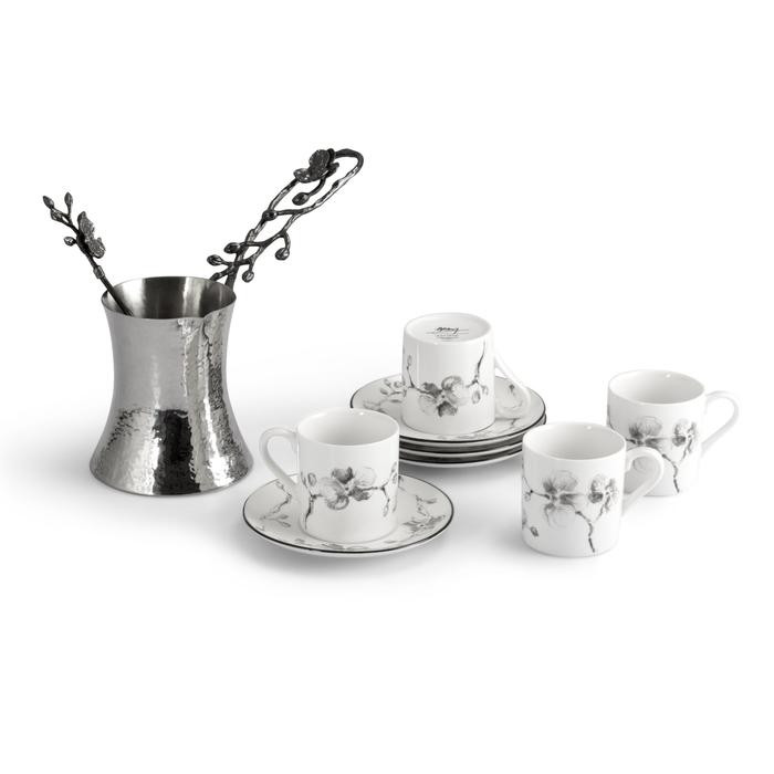 Black Orchid Coffee Pot & Demitasse Set