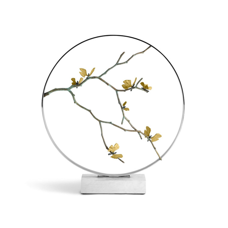 Butterfly Ginkgo Moon Gate Sculpture - 22"