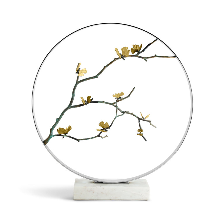Butterfly Ginkgo Moon Gate Sculpture - 32"