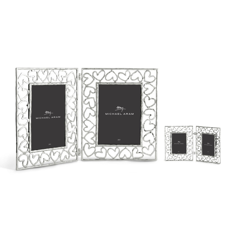 Heart Hinged Frame 5x7 - Silver