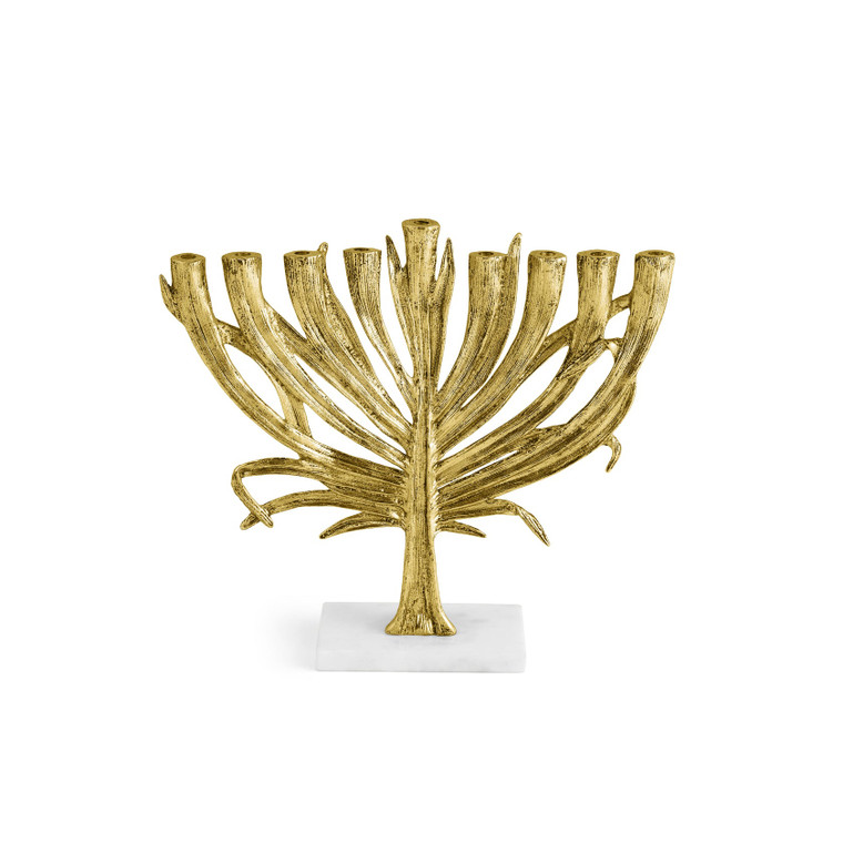 Palm Small Menorah - Gold