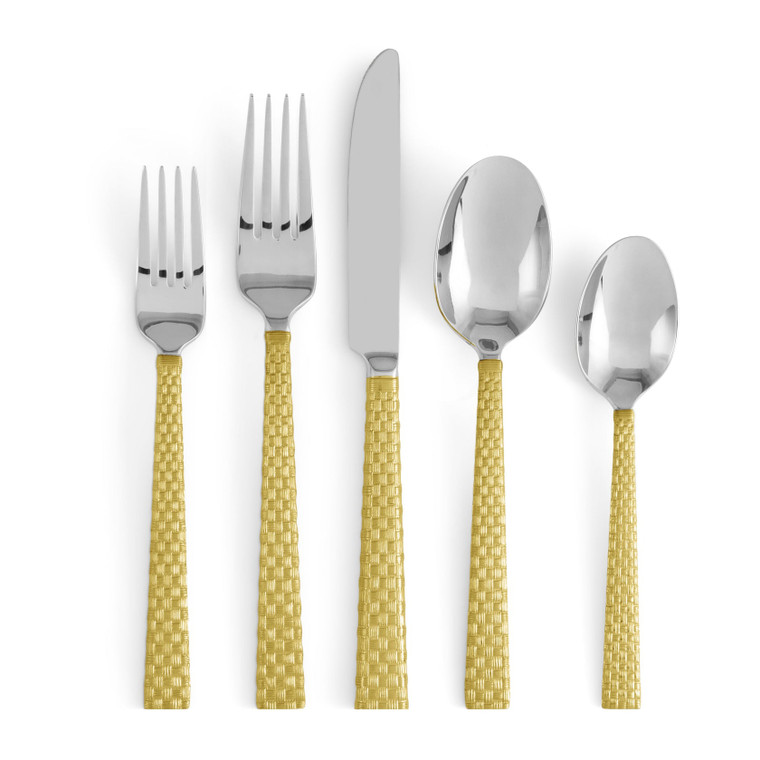 Palm 5-Piece Flatware Set - Gold