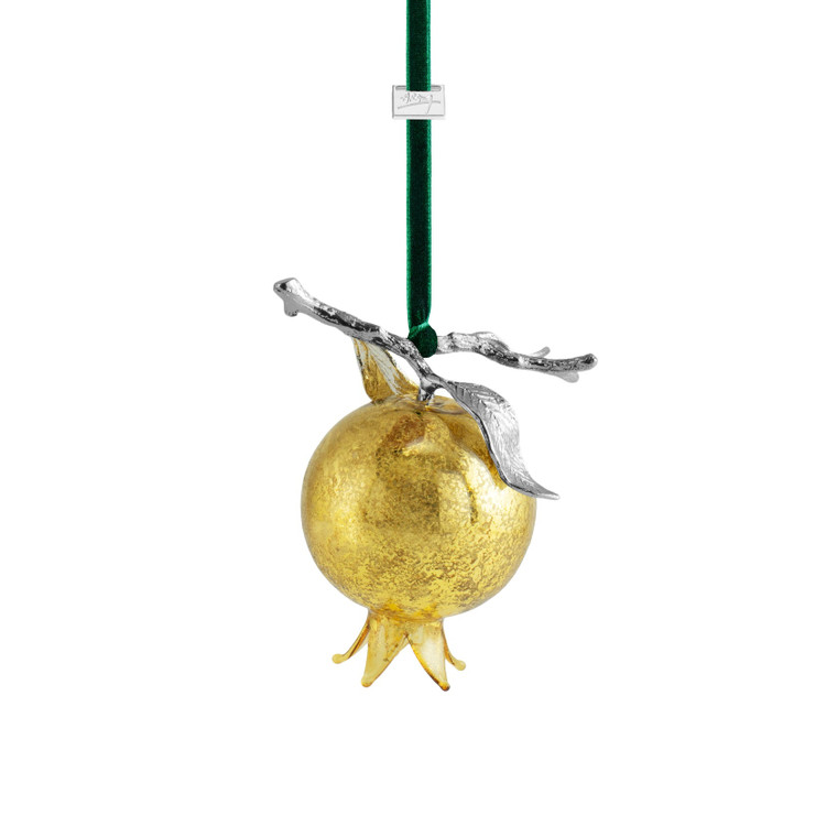 Pomegranate Glass Ornament - Gold