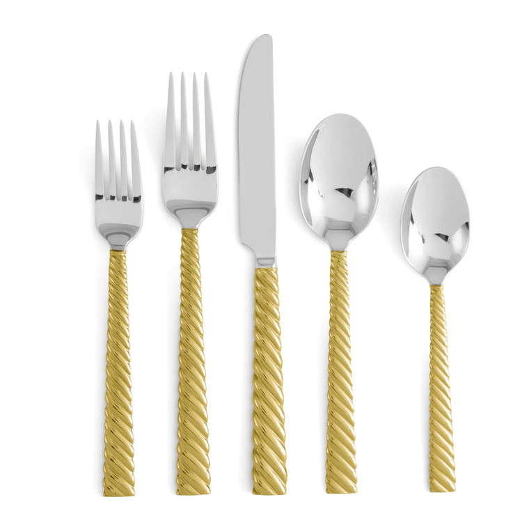 Twist 5-Piece Flatware Set - Gold