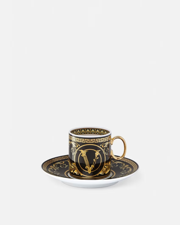 VIRTUS GALA ESPRESSO CUP & SAUCER Black and Gold