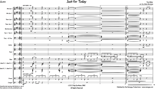 Just For Today (For Jazz Big Band with Four Steel Pannists) Arr. Shilo Stroman (PDF)