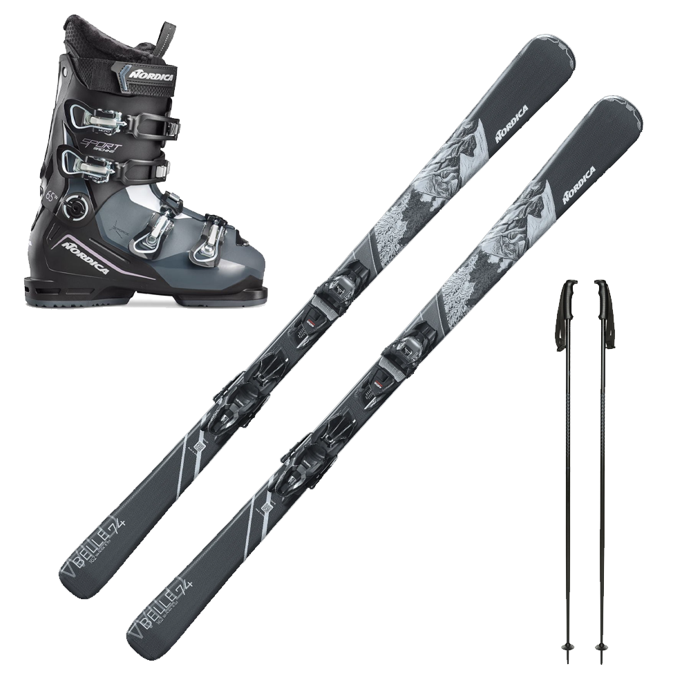 Nordica Women's Downhill Ski Package - Wild Belle 74