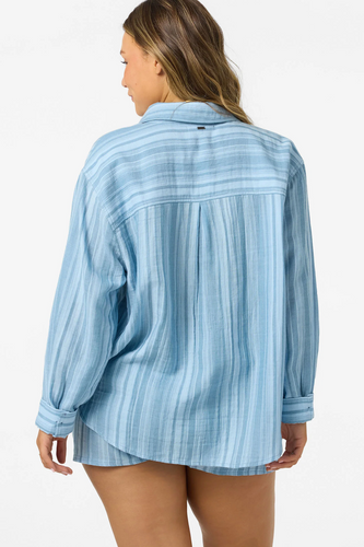 O'Neill Women's Leni Waves Stripe Relaxed Long Sleeve Top