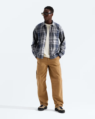 The North Face Men's Mountain Falls Flannel Button-Down Long-Sleeve Shirt - 2027 - Summit Navy Routesetter Plaid