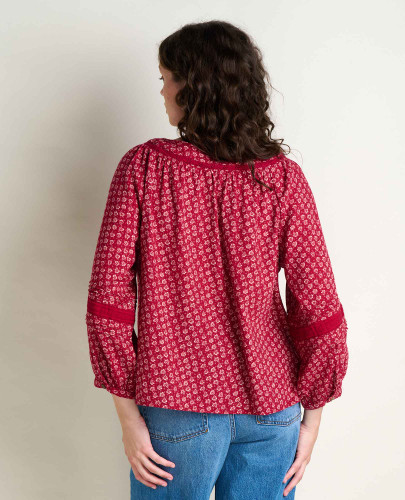 Women's Manzana Peasant Long Sleeve Shirt - Berry Print - 2027
