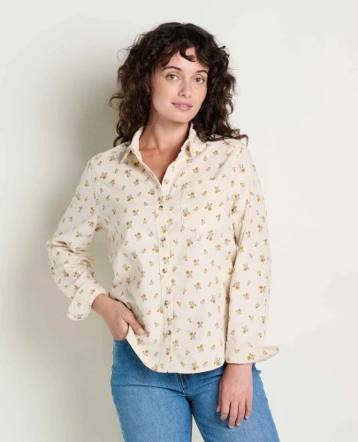 Toad & Co Women's Cattail Corduroy Long Sleeve Shirt - Salt Print - 2027