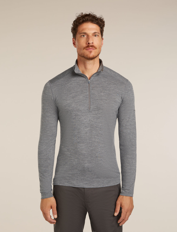 Icebreaker Men's Merino 200 Oasis Long Sleeve Half Zip Thermal Top - Gritstone Heather