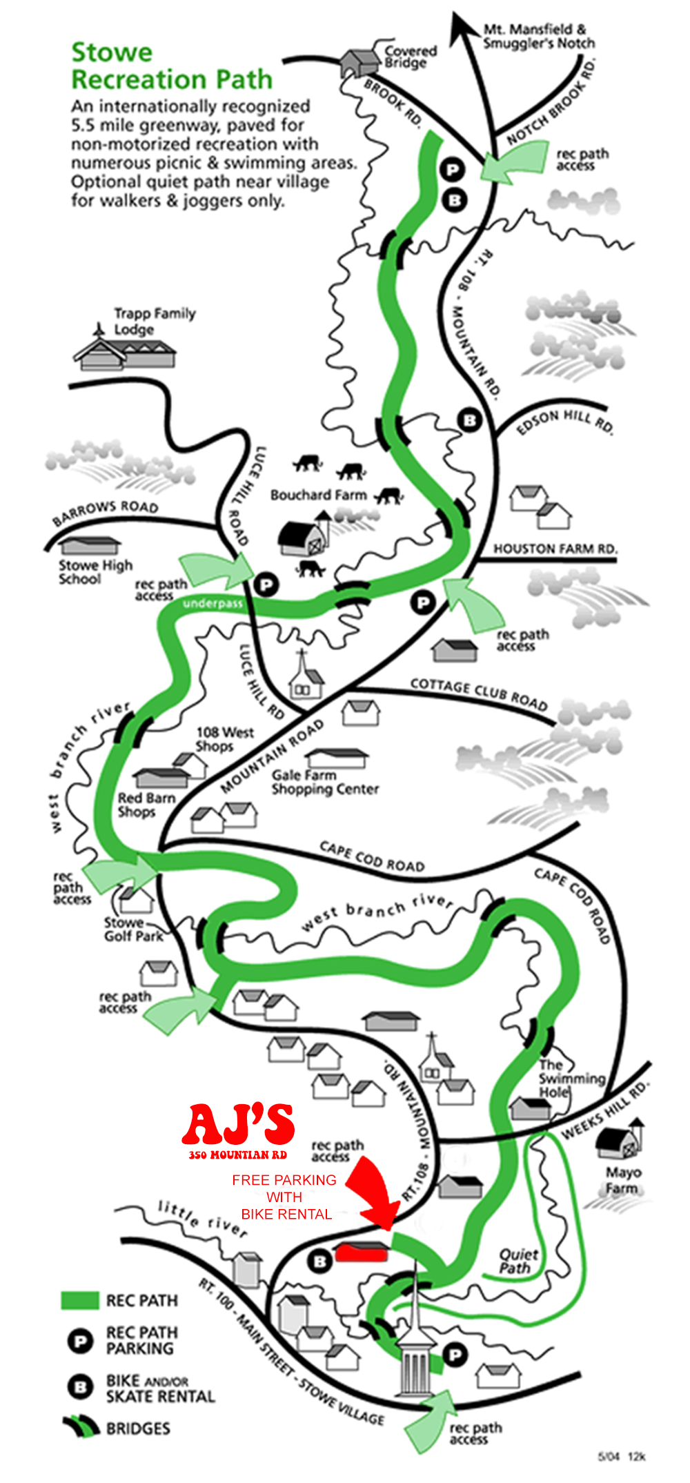 Stowe Recreation Path Map