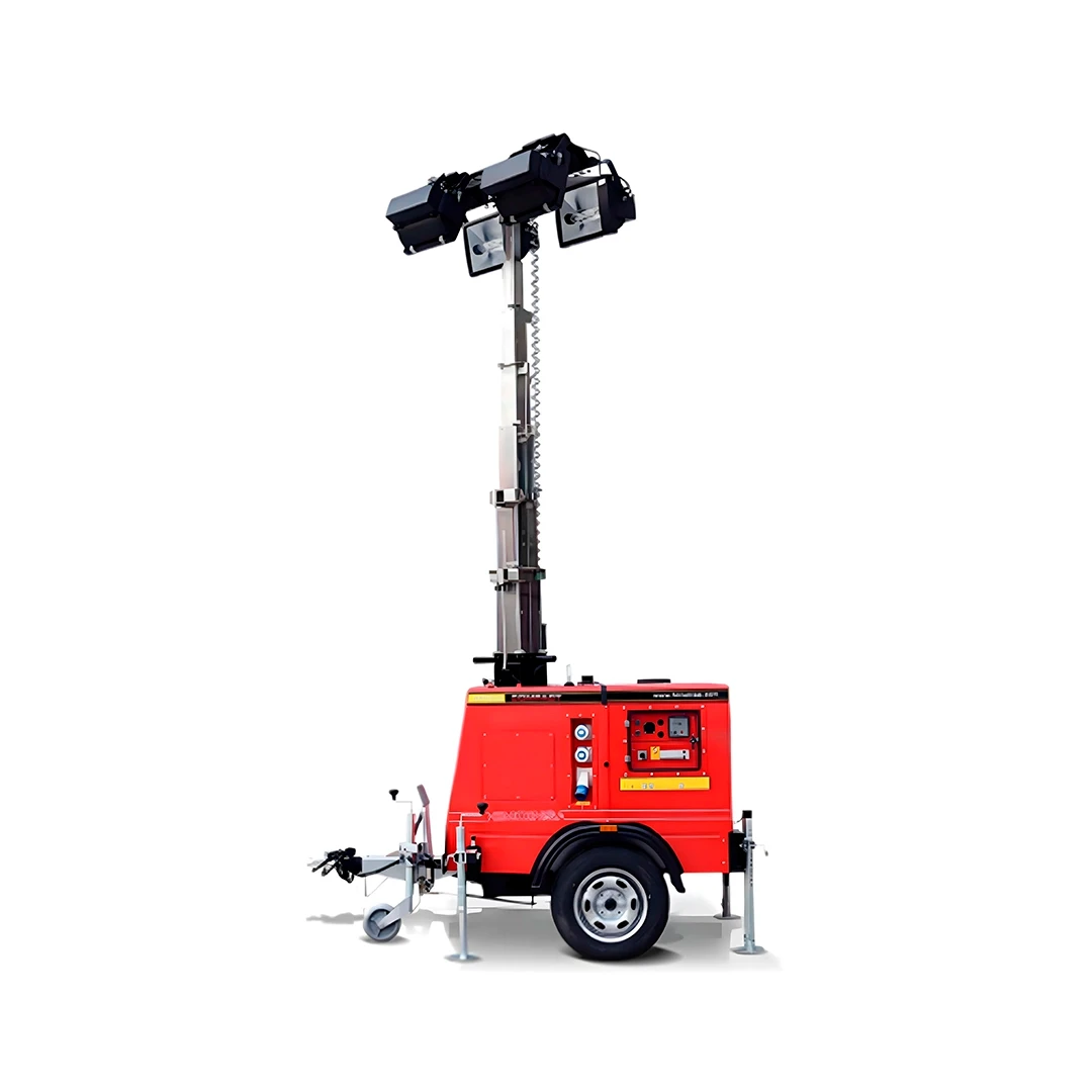 Torre de luz movil APOL AS4006 plegada para transporte
