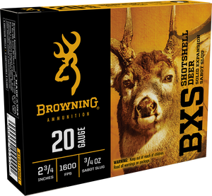 Browning Ammo B193112021 BXS 20Gauge 2.75" 3/4oz Sabot Slug Shot 5 Per Box/20 Case Browning Ammo B193112021 BXS 20Gauge 2.75" 3/4oz Sabot Slug Shot 5 Per Box/20 Case