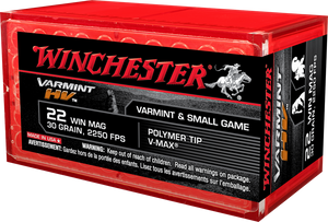 Winchester Ammo S22M2PT Varmint HV 22WMR 30gr Hornady V Max 50 Per Box/20 Case Winchester Ammo S22M2PT Varmint HV 22WMR 30gr Hornady V Max 50 Per Box/20 Case
