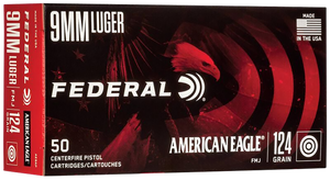 Federal AE9AP American Eagle Handgun 9mmLuger 124gr Full Metal Jacket 50 Per Box/20 Case Federal AE9AP American Eagle Handgun 9mmLuger 124gr Full Metal Jacket 50 Per Box/20 Case