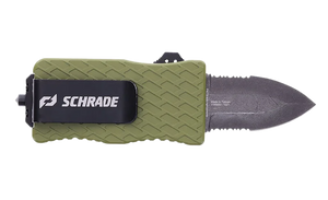 Schrade 1159306 Uproar Tactical Mini 1.90" Serrated Dagger Satin D2 Steel Blade OD Green Aluminum Handle Schrade 1159306 Uproar Tactical Mini 1.90" Serrated Dagger Satin D2 Steel Blade OD Green Aluminum Handle