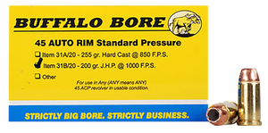 Buffalo Bore Ammunition 31B20 Standard Pressure Strictly Business 45Auto Rim 200gr Jacket Hollow Point 20 Per Box/12 Case Buffalo Bore Ammunition 31B20 Standard Pressure Strictly Business 45Auto Rim 200gr Jacket Hollow Point 20 Per Box/12 Case