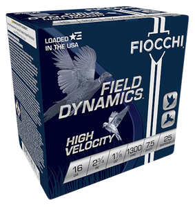 Fiocchi 16HV75 Field Dynamics High Velocity 16Gauge 2.75" 1 1/8oz 7.5Shot 25 Per Box/10 Case Fiocchi 16HV75 Field Dynamics High Velocity 16Gauge 2.75" 1 1/8oz 7.5Shot 25 Per Box/10 Case