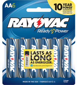 Rayovac 8156F AA HIGH ENERGY Alkaline Batteries Silver/Blue 1.5 Volts 2,700 mAh (6) Single Pack Rayovac 8156F AA HIGH ENERGY Alkaline Batteries Silver/Blue 1.5 Volts 2,700 mAh (6) Single Pack