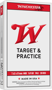 Winchester Ammo WM80 USA M80 7.62x51mmNATO 149gr Full Metal Jacket Lead Core 20 Per Box/25 Case Winchester Ammo WM80 USA M80 7.62x51mmNATO 149gr Full Metal Jacket Lead Core 20 Per Box/25 Case
