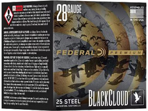 FEDERAL PREMIUM BLACK CLOUD 28GA 3" STEEL 3 SHOT 25 ROUND BOX FEDERAL PREMIUM BLACK CLOUD 28GA 3" STEEL 3 SHOT 25 ROUND BOX