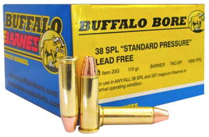 Buffalo Bore Ammunition 20G20 Standard Pressure Strictly Business 38Special 110gr Barnes TAC-XP Lead Free 20 Per Box/12 Case Buffalo Bore Ammunition 20G20 Standard Pressure Strictly Business 38Special 110gr Barnes TAC-XP Lead Free 20 Per Box/12 Case