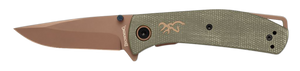 Browning 3220516B Trailside EDC Small 3" Folding Modified Drop Point Plain Titanium Finish D2 Steel Blade, Green Micarta Handle, Boxed Pkg Browning 3220516B Trailside EDC Small 3" Folding Modified Drop Point Plain Titanium Finish D2 Steel Blade, Green Micarta Handle, Boxed Pkg